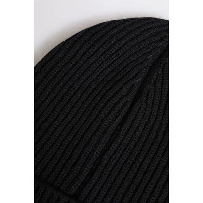 Dolce & Gabbana Black Cashmere Knitted Winter Beanie Hat Dolce & Gabbana