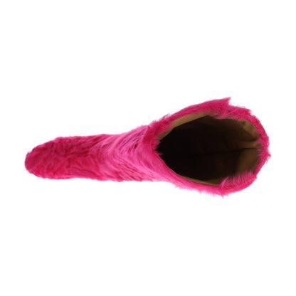 Dolce & Gabbana Pink Lamb Fur Leather Flat Boots Dolce & Gabbana