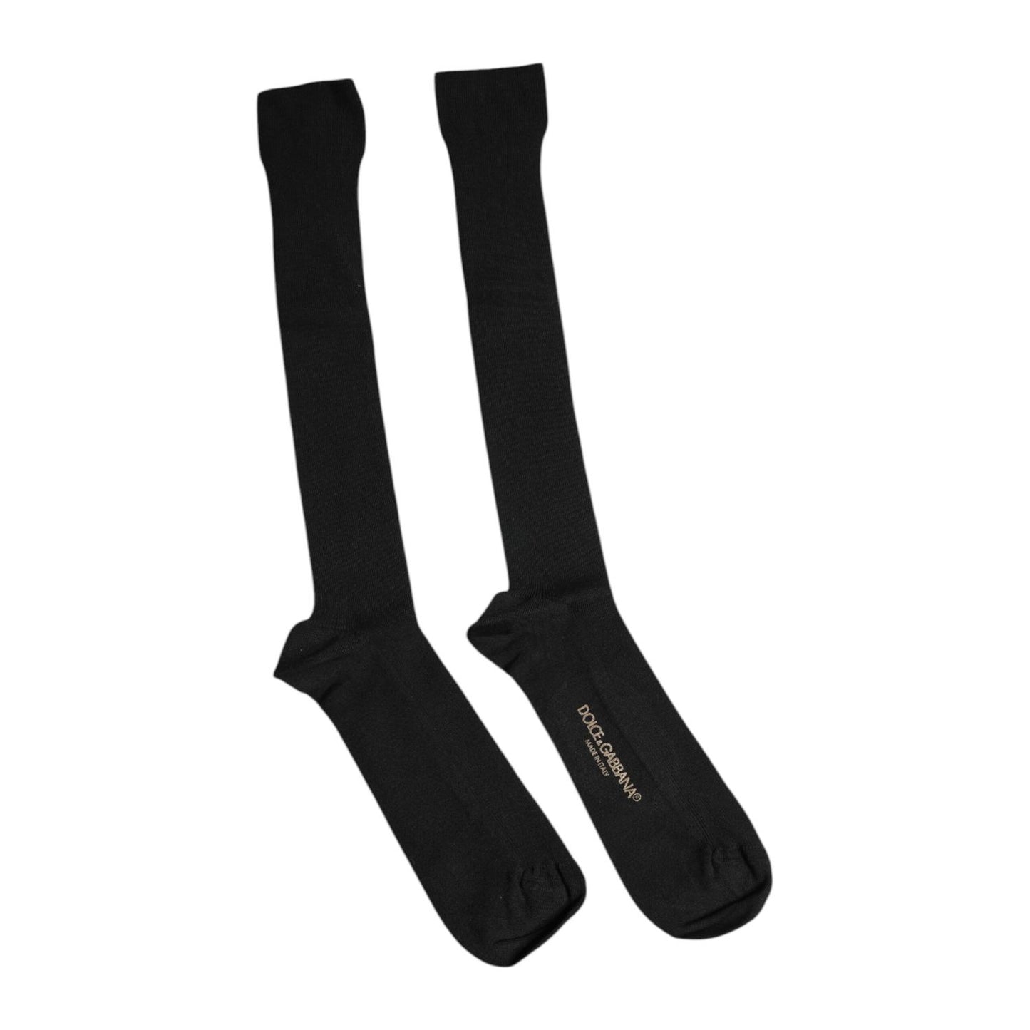 Dolce & Gabbana Black Viscose Logo Over The Calf Socks