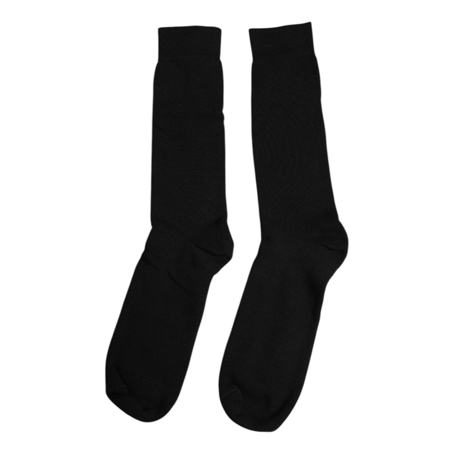Dolce & Gabbana Black Solid Cotton Mid Calf Men Socks