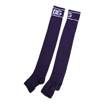 Dolce & Gabbana Purple Cotton DG Logo Print Open Toe Socks