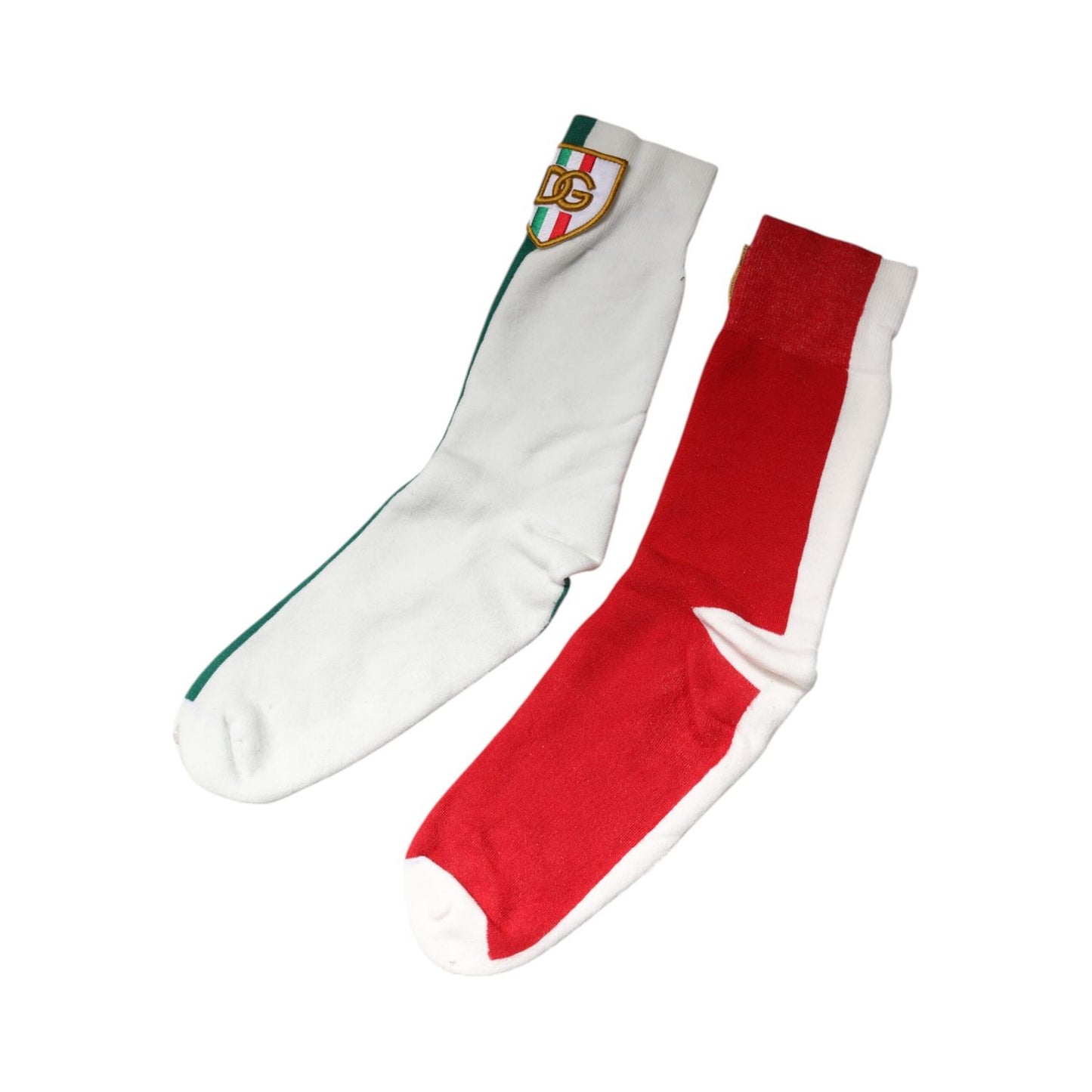 Dolce & Gabbana Multicolor Cotton DG Logo Patch Mid Calf Socks