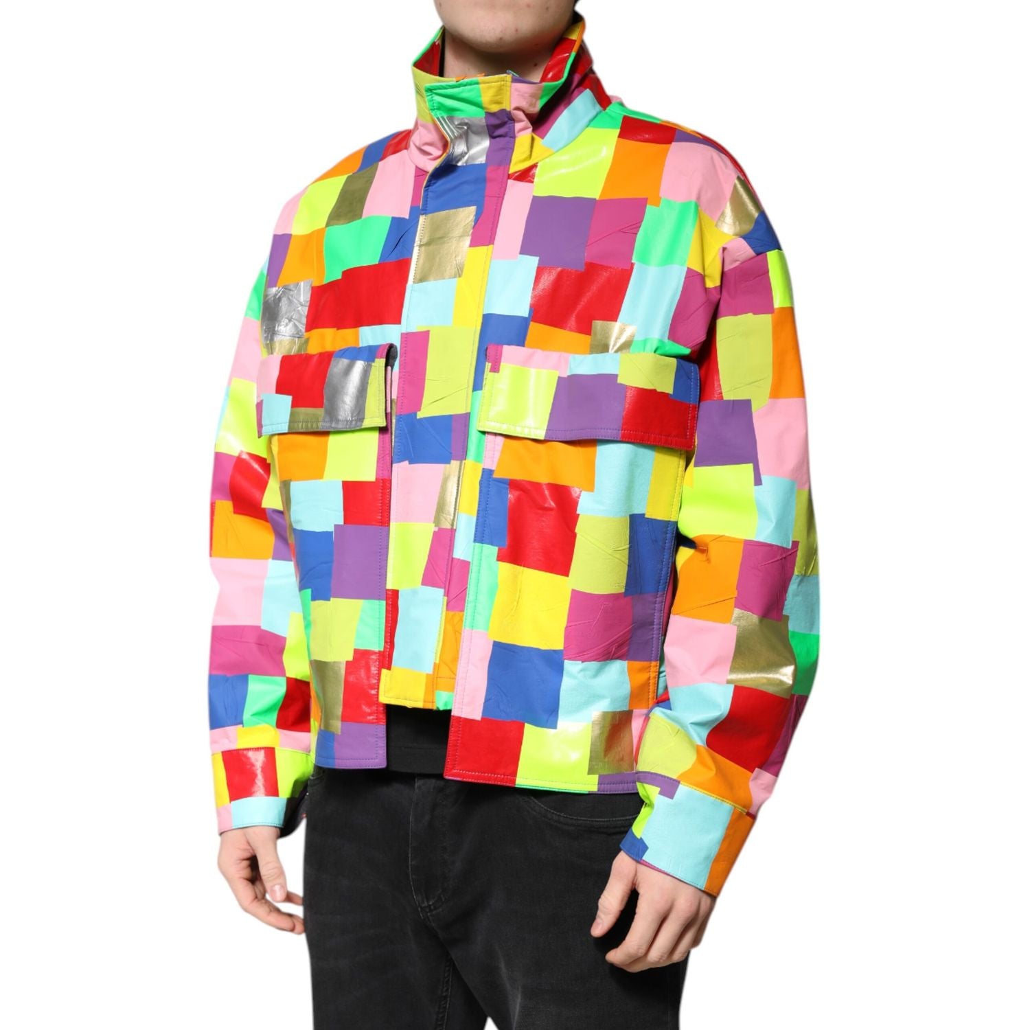 Dolce & Gabbana Multicolor Cotton Full Zip Men Biker Jacket