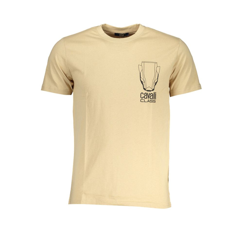 Cavalli Class Beige Cotton Men T-Shirt