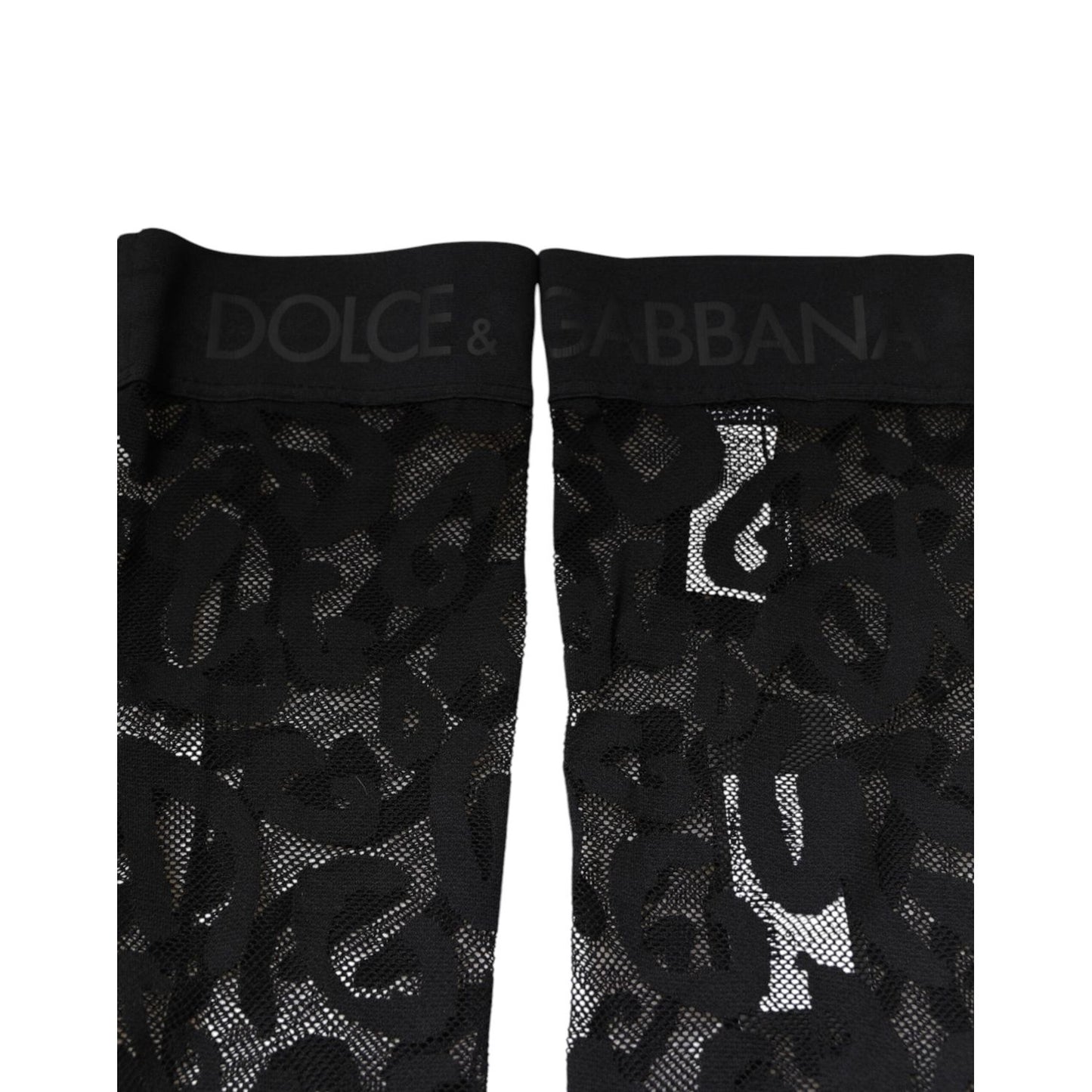 Dolce & Gabbana Black Floral Lace Cotton Stretch Stockings Socks