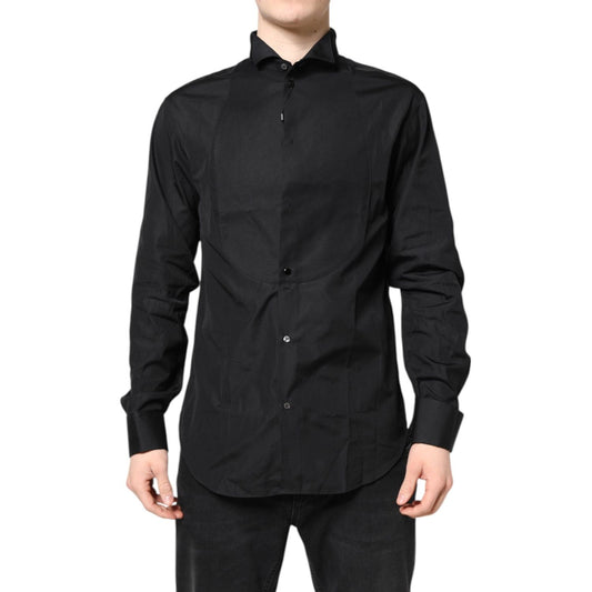 Emporio Armani Black Cotton Long Sleeves Formal Dress Shirt Emporio Armani