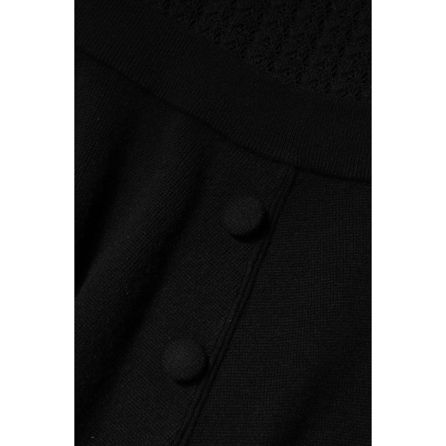 Dolce & Gabbana Black Cashmere Long Sleeves A-line Midi Dress