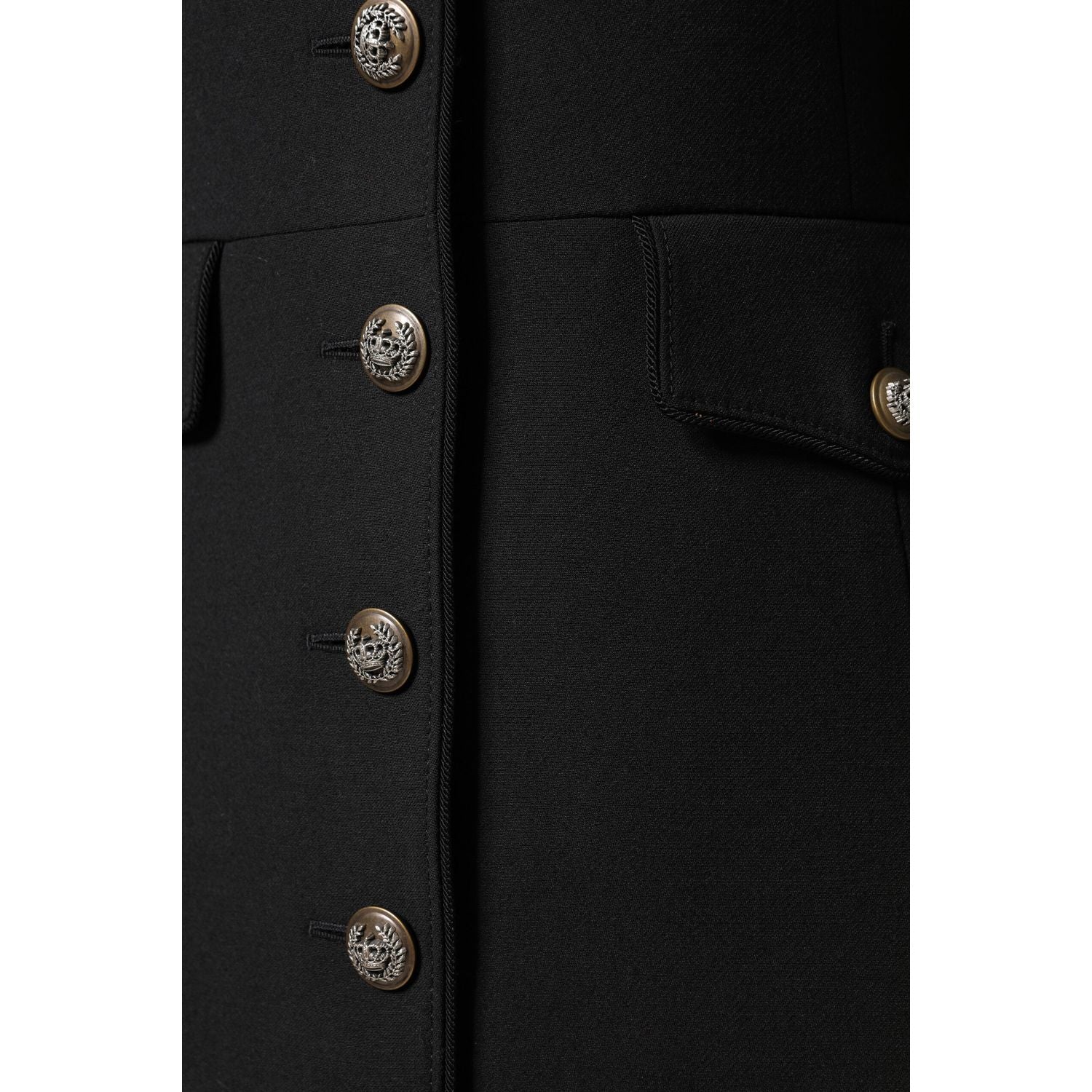 Dolce & Gabbana Black Wool Single Breasted Trench Coat Jacket