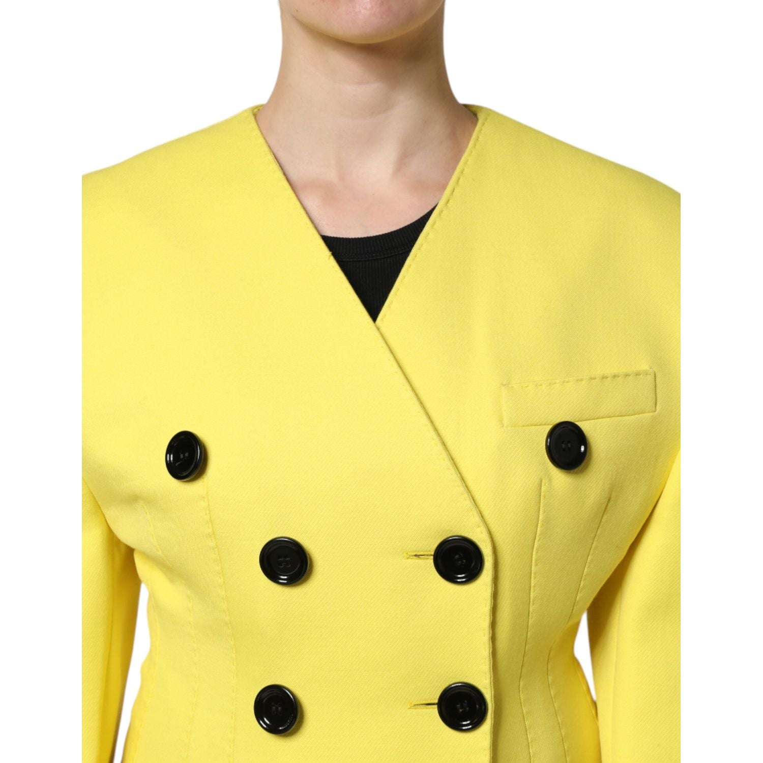 Dolce & Gabbana Yellow Double Breasted Trench Coat Jacket