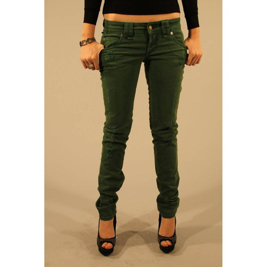 John Galliano Verde Cotton Women Jeans John Galliano