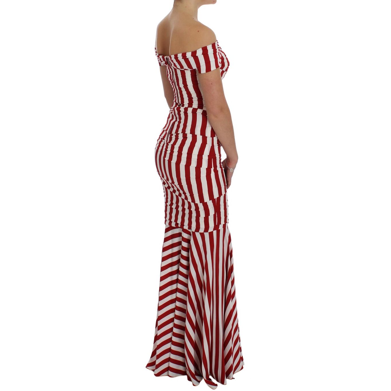 Dolce & Gabbana Red White Silk Stretch Dress
