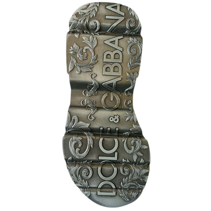 Dolce & Gabbana White Silver DAYMASTER Leather Sneakers Shoes