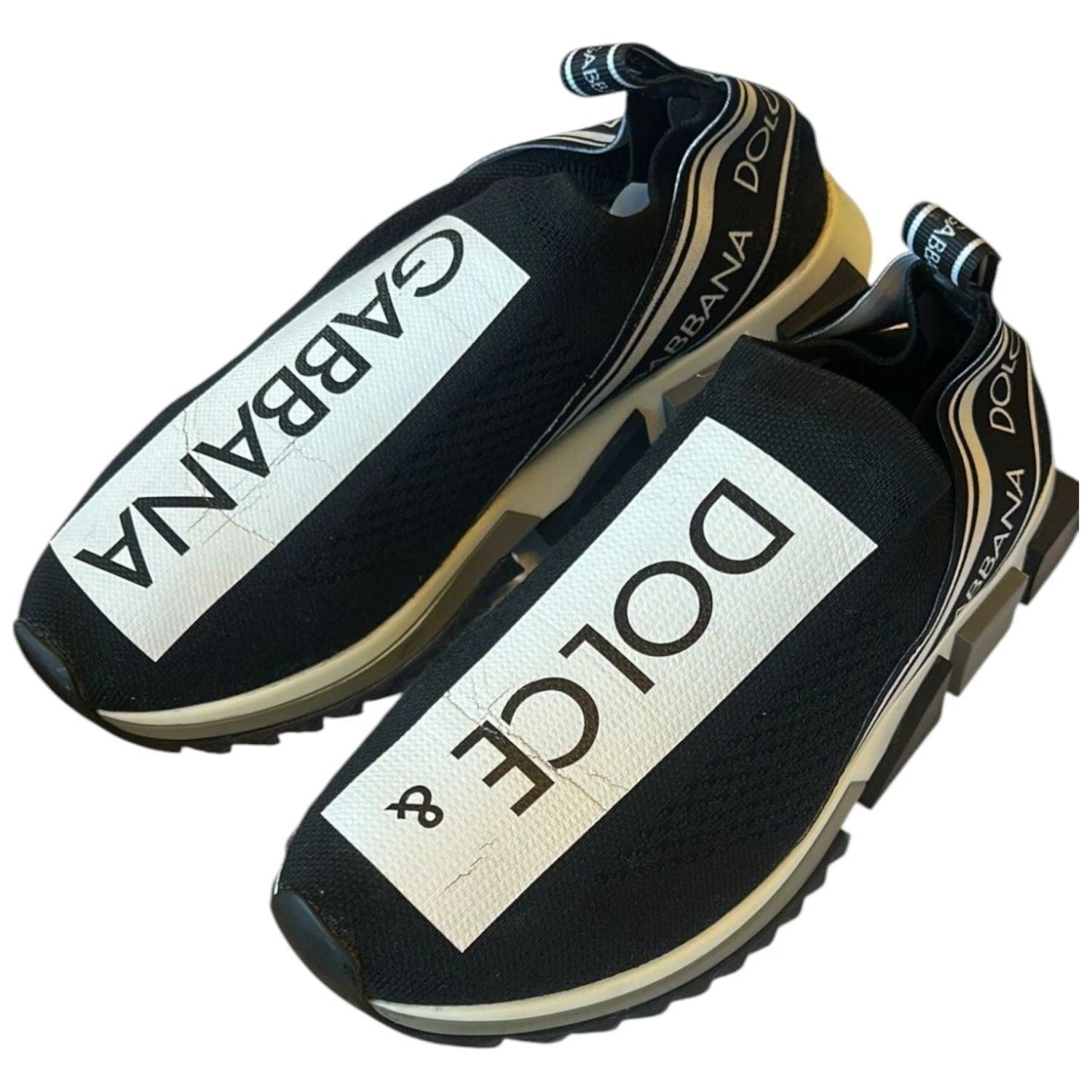 Dolce & Gabbana Black White Slip On Sorrento Sneakers Shoes