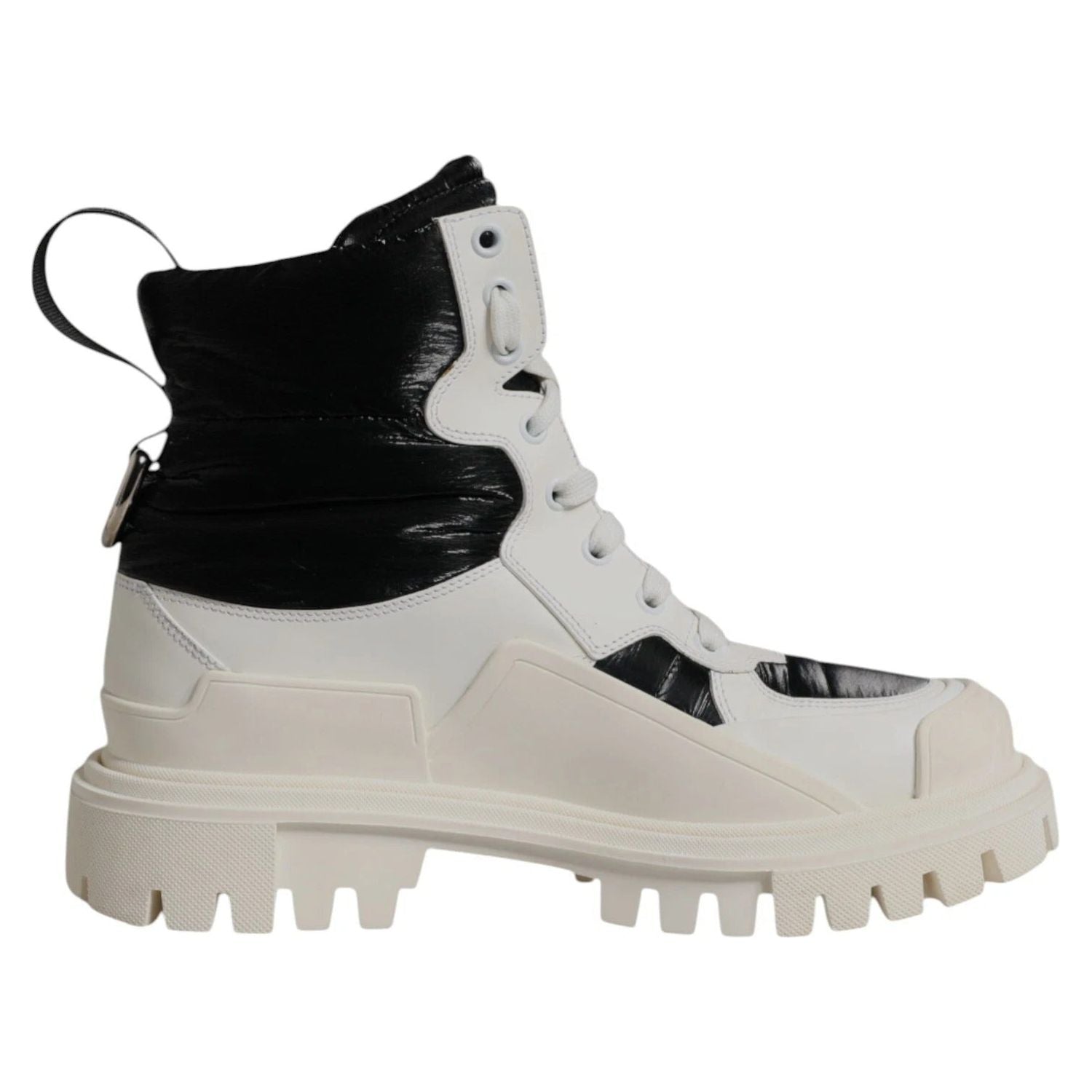 Dolce & Gabbana White Padded Mid Calf Lace Up Boots Shoes