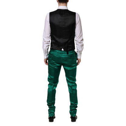 Dolce & Gabbana Green Silk 3 Piece Single Breasted Suit