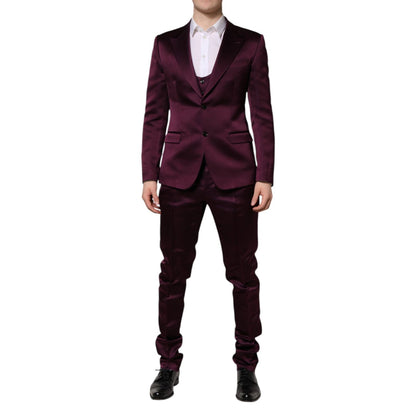 Dolce & Gabbana Dark Purple Silk 3Piece Single Breasted Suit