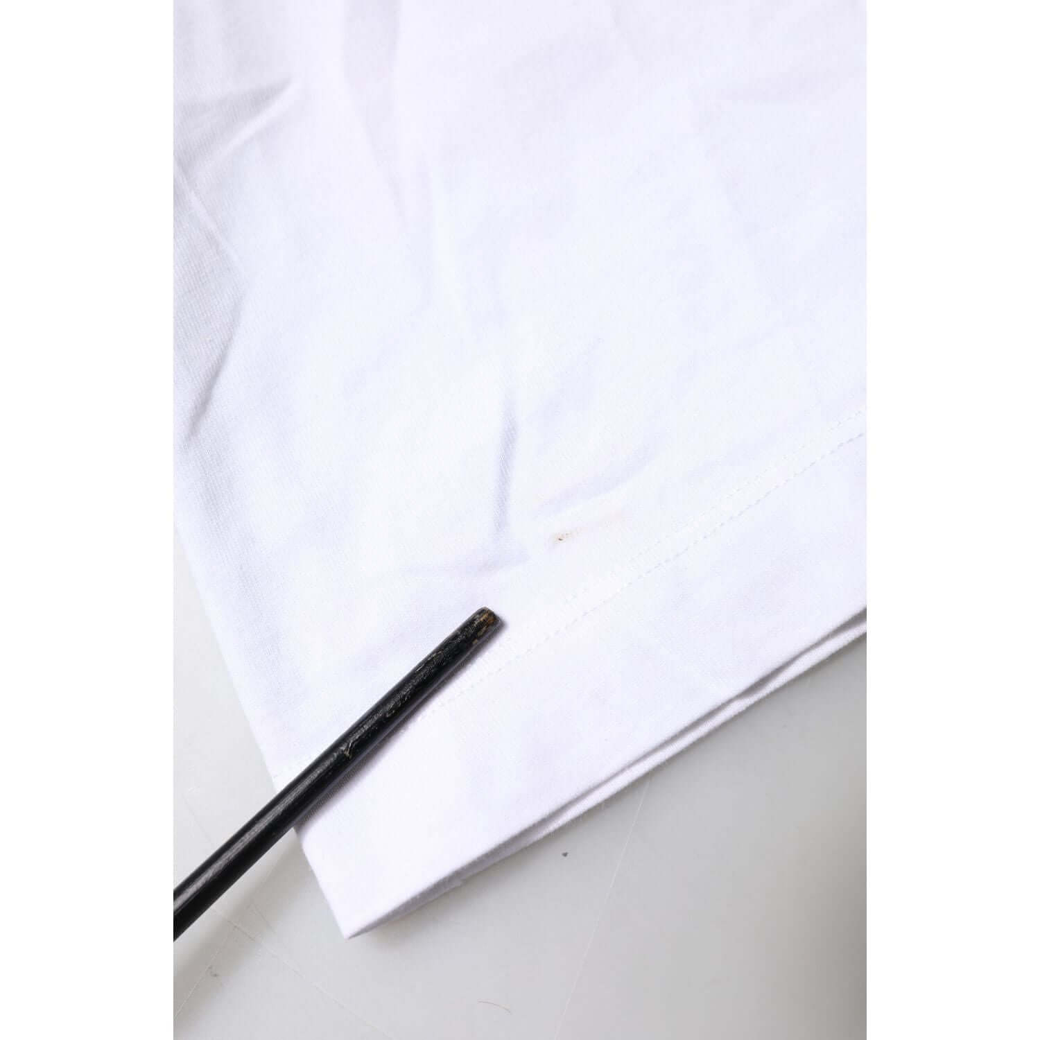 Dolce & Gabbana White Cotton Logo Patch Crew Neck T-shirt