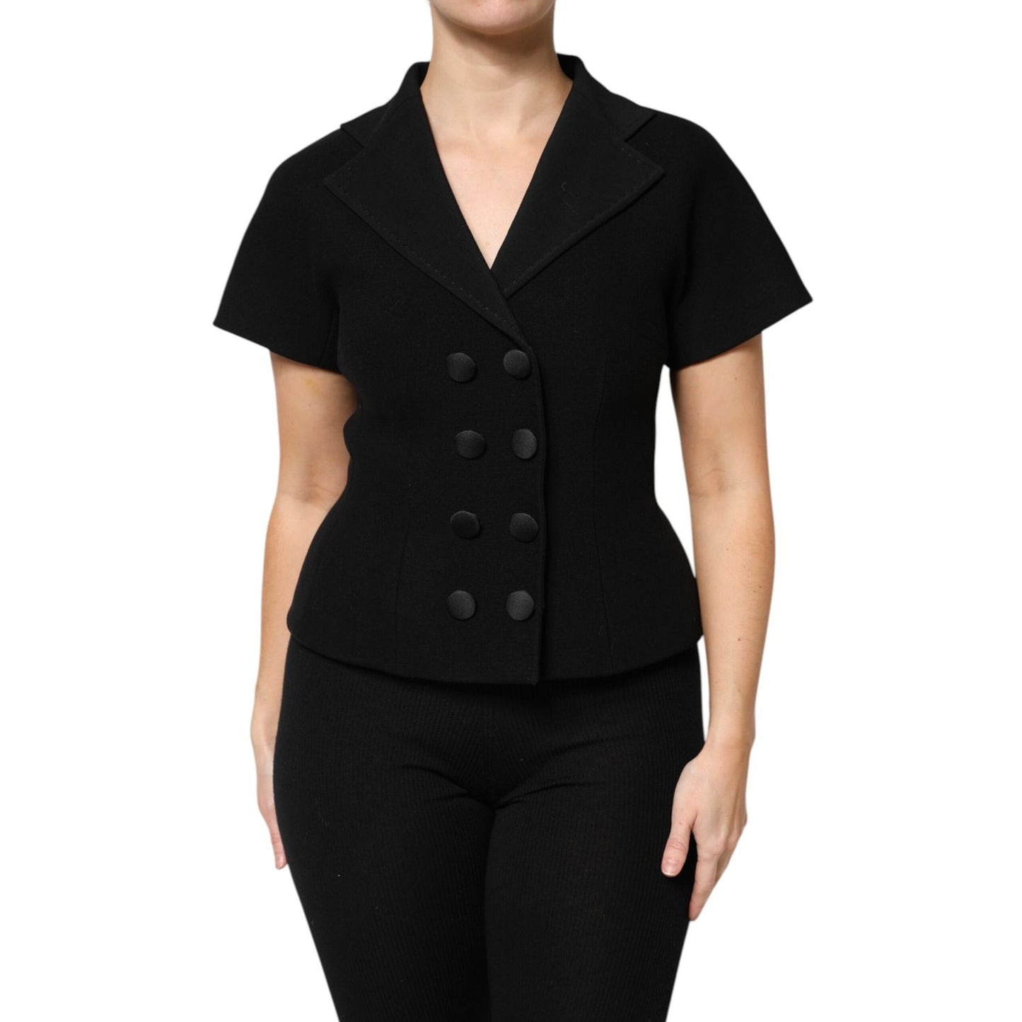 Dolce & Gabbana Black Wool Double Breasted Coat Jacket