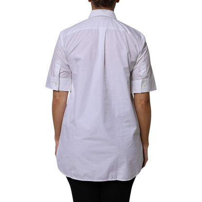 Dolce & Gabbana White Cotton Short Sleeves Collared Polo Top