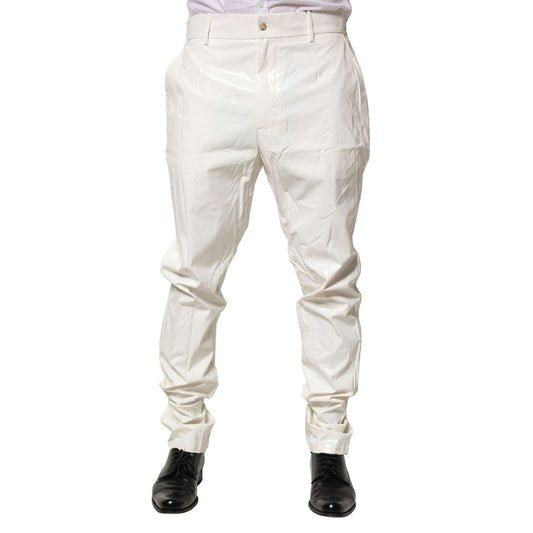 Dolce & Gabbana White Nylon Tapered Dress Men Pants Dolce & Gabbana