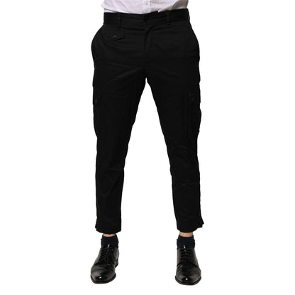 Dolce & Gabbana Black Cotton Dress Slim Formal Pants