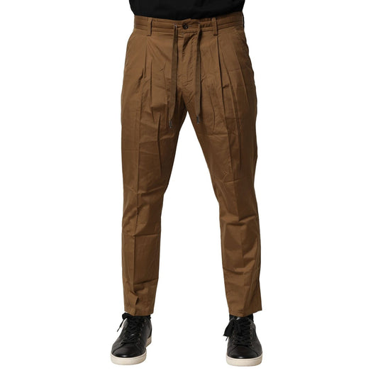 Dolce & Gabbana Brown Cotton Chino Mid Waist Men Pants Dolce & Gabbana
