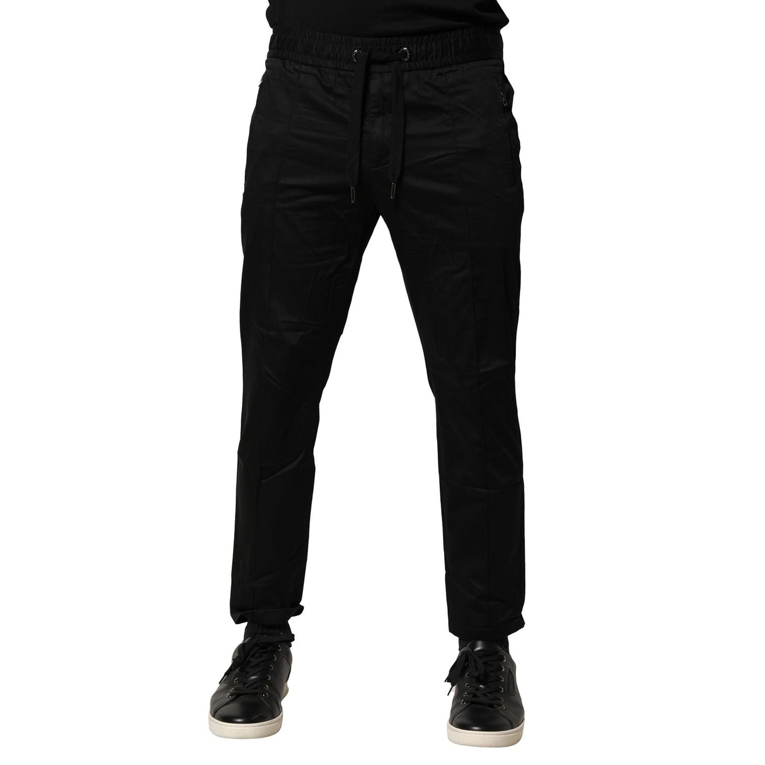 Dolce & Gabbana Black Cotton Mid Waist Jogger Pants