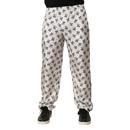Dolce & Gabbana White Floral Silk Casual Lounge Pants Dolce & Gabbana