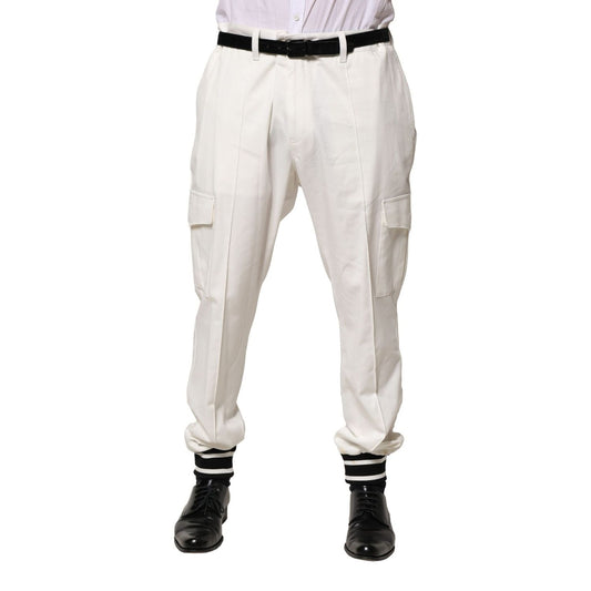 Dolce & Gabbana White Cotton Cargo Jogger Men Pants Dolce & Gabbana