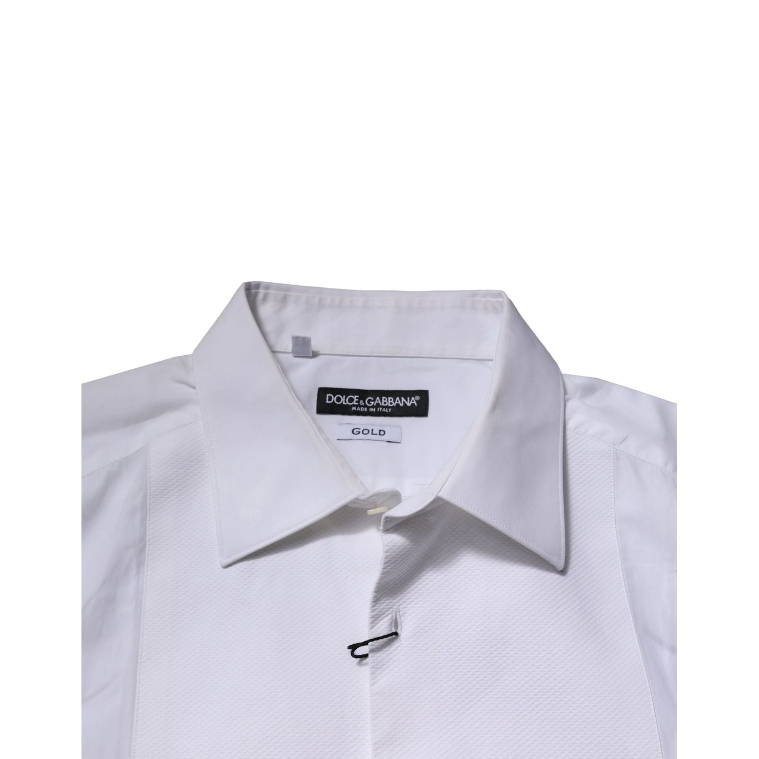 Dolce & Gabbana White Bib Cotton Poplin GOLD Formal Shirt