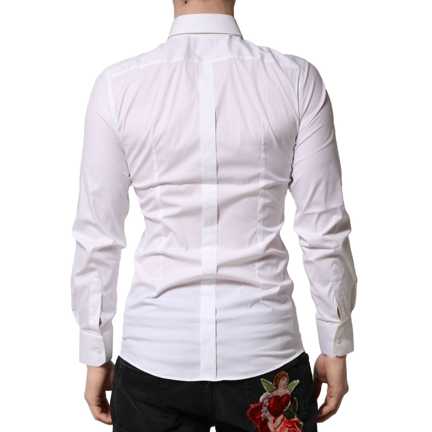 Dolce & Gabbana White GOLD Long Sleeves Dress Formal Shirt