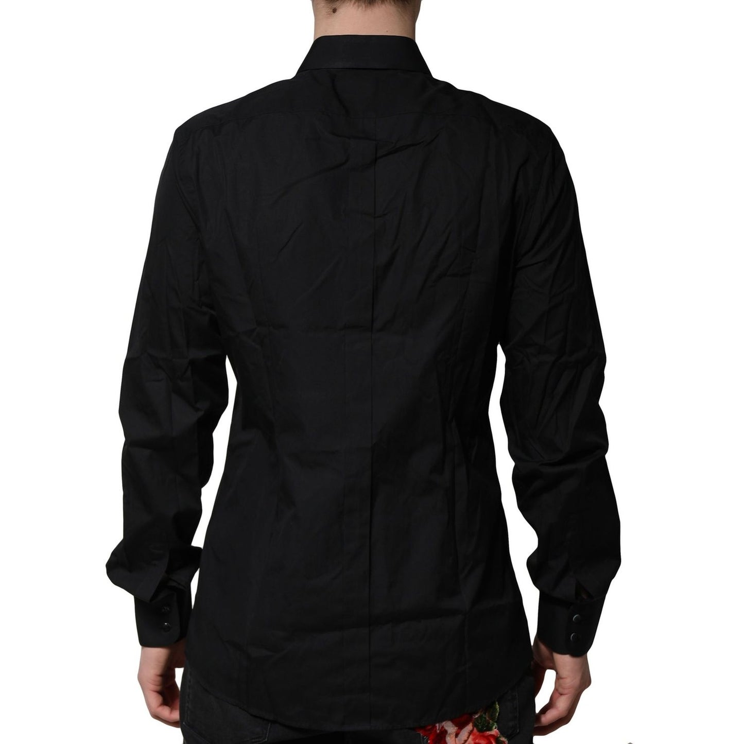 Dolce & Gabbana Black Cotton GOLD Mens Dress Formal Shirt