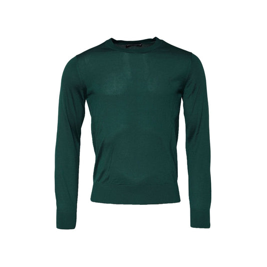 Dolce & Gabbana Green Cashmere Crew Neck Sweatshirt Sweater Dolce & Gabbana