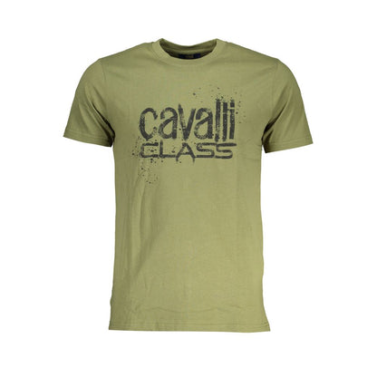 Cavalli Class Green Cotton T-Shirt Cavalli Class