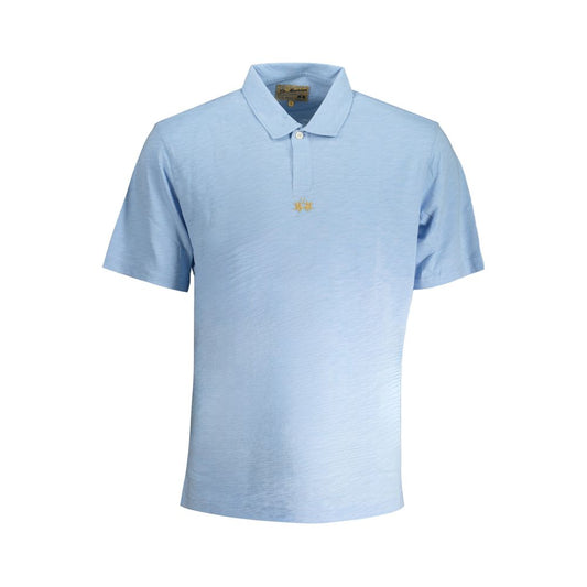 La Martina Blue Cotton Polo Shirt La Martina