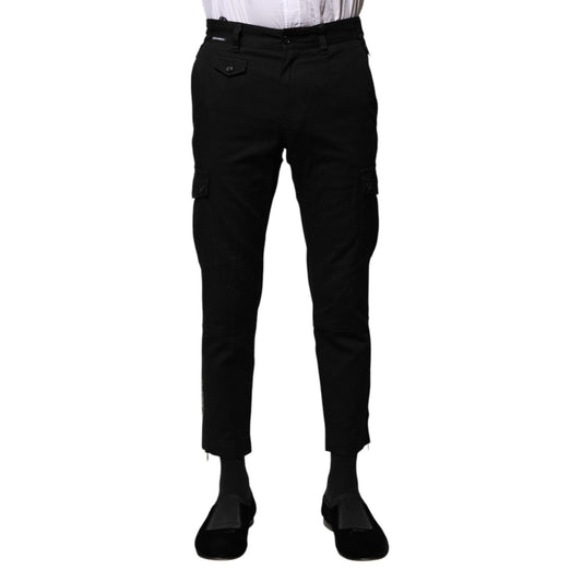 Dolce & Gabbana Black Cotton Formal Men Cropped Pants Dolce & Gabbana