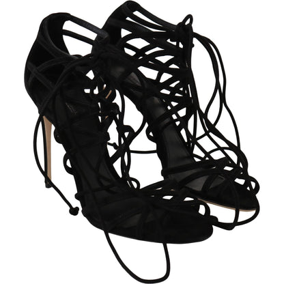 Dolce & Gabbana Black Suede Strap Stilettos Sandals Dolce & Gabbana