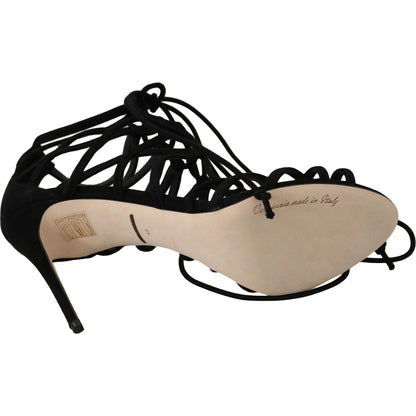 Dolce & Gabbana Black Suede Strap Stilettos Sandals Dolce & Gabbana