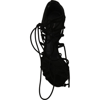 Dolce & Gabbana Black Suede Strap Stilettos Sandals Dolce & Gabbana