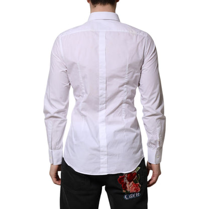 Dolce & Gabbana White Cotton GOLD Long Sleeves Dress Shirt