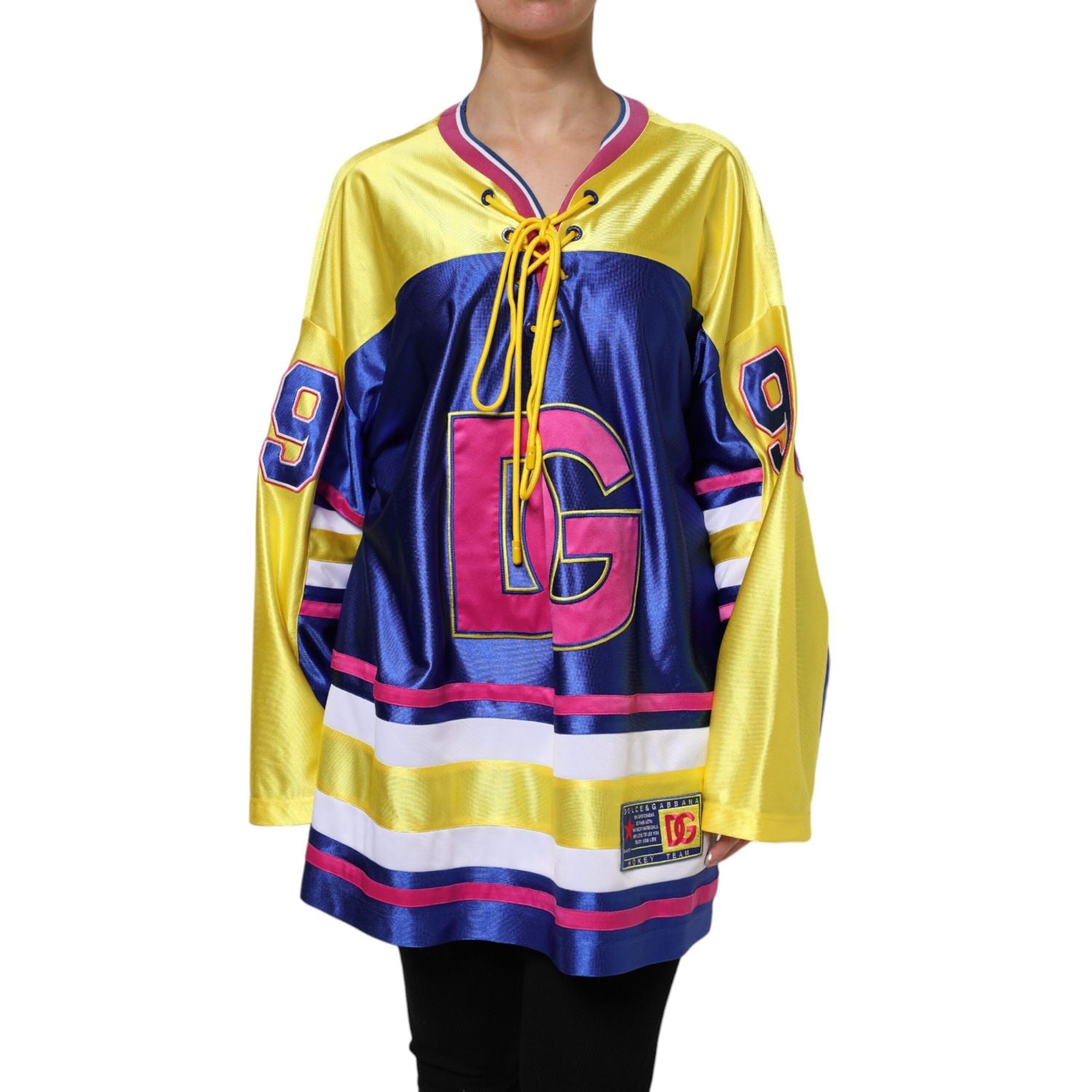 Dolce & Gabbana Multicolor Polyester Long Sleeves V-Neck Top