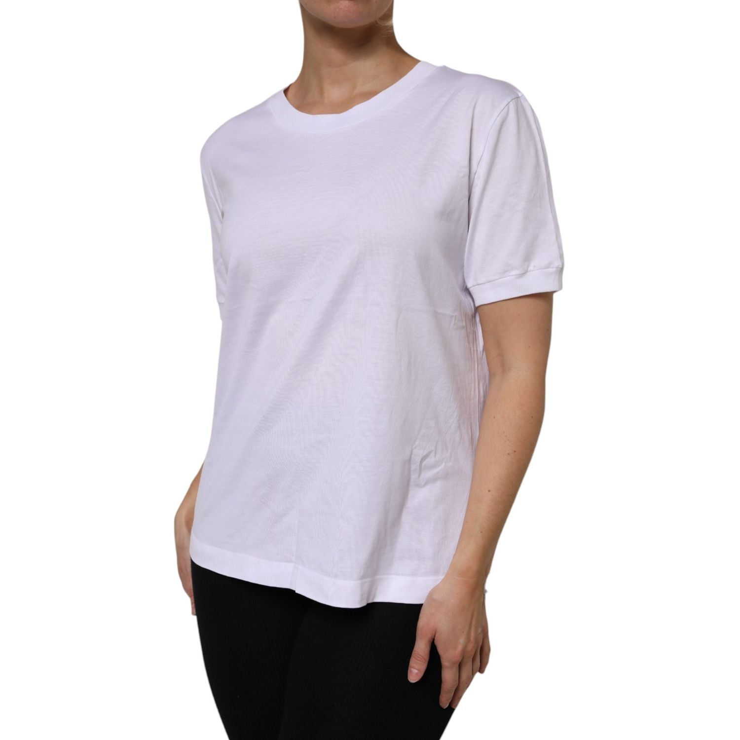 Dolce & Gabbana White Cotton Short Sleeve Round Neck T-shirt
