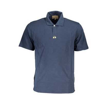 La Martina Blue Cotton Men Polo Shirt