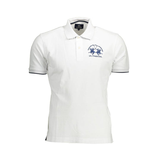 La Martina White Cotton Men Polo Shirt