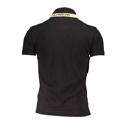 La Martina Black Cotton Men's Polo Shirt