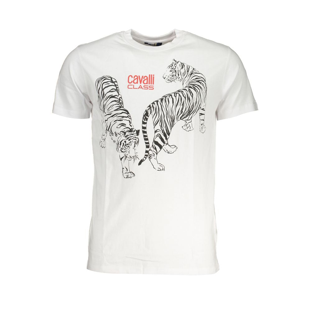 Cavalli Class Bianco Cotton Men T-Shirt