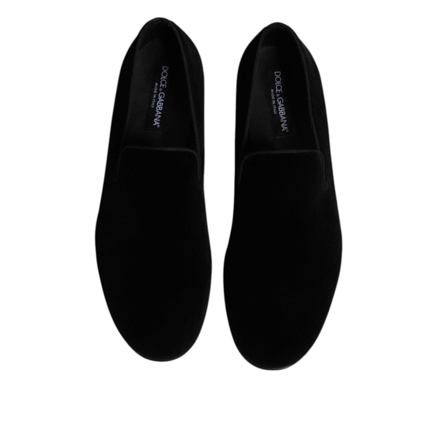 Dolce & Gabbana Black Velvet Slip On Loafers Formal Shoes