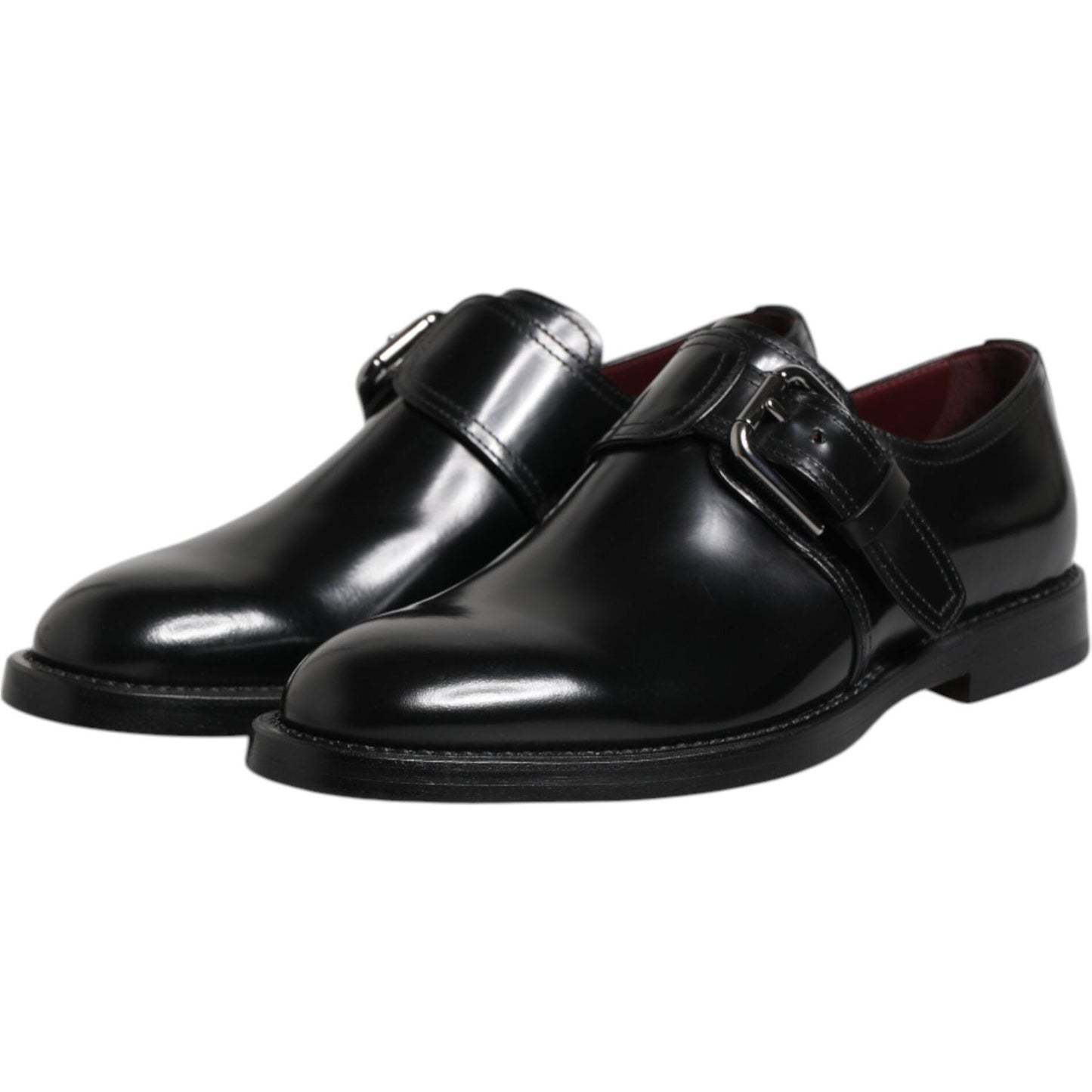 Dolce & Gabbana Black Leather Monk Strap Derby Formal Shoes