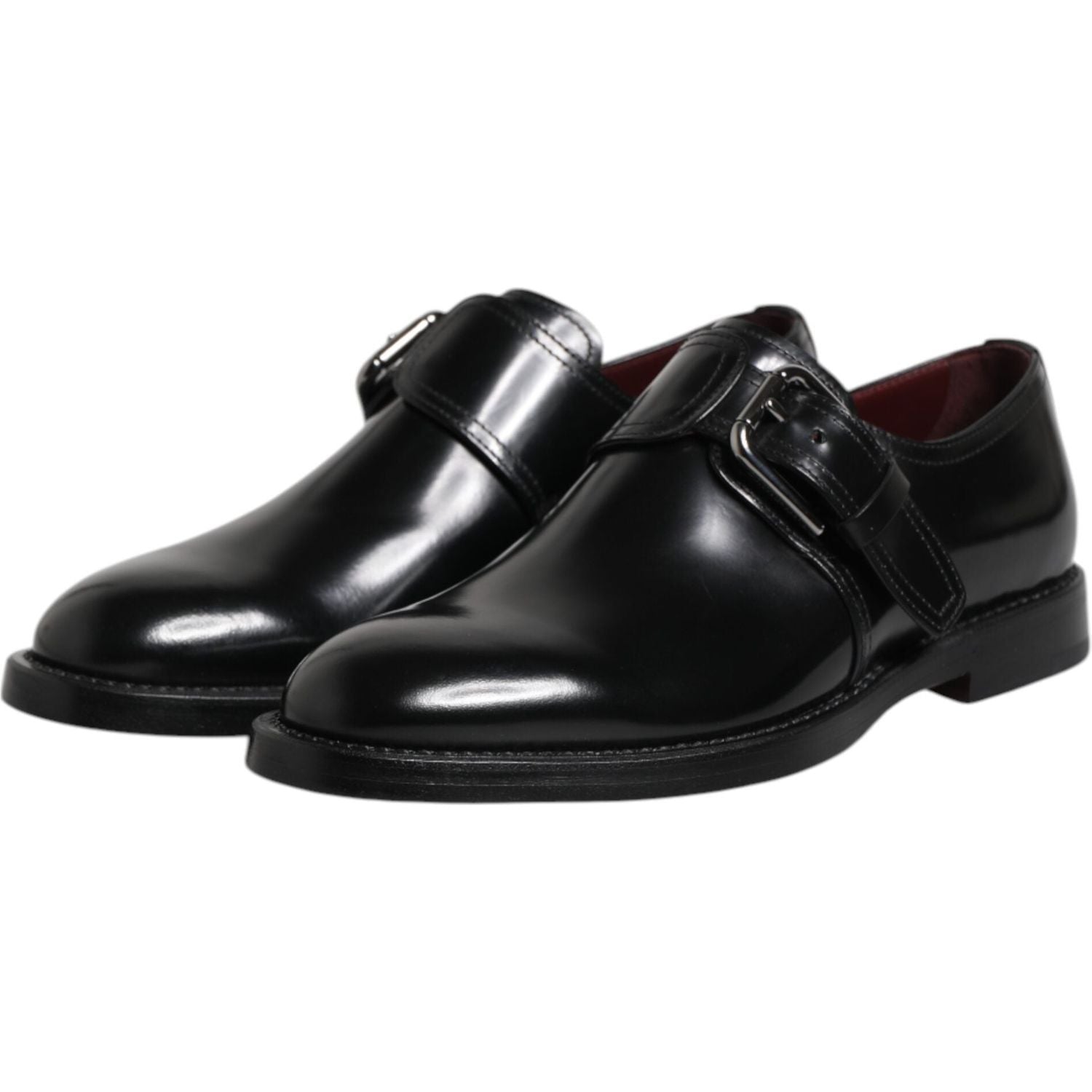 Dolce & Gabbana Black Leather Monk Strap Derby Formal Shoes