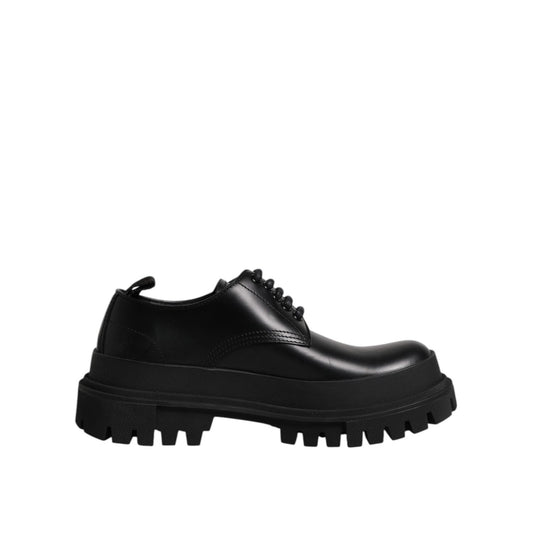 Dolce & Gabbana Black Leather Lace Up Derby Men Dress Shoes Dolce & Gabbana